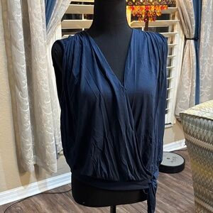 NWT Amour Vert Deep Blue Wrap Blouse